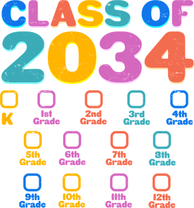 Colorful Future Class of 2034 Graduation Checklist Button