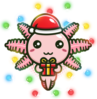 Cute Festive Christmas Santa Axolotl Button