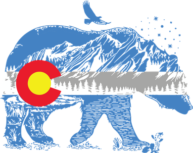 Colorado Flag Design Mountains And Bear Landscape Graphic Sweatshirt