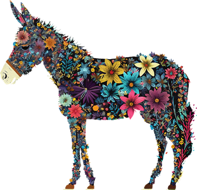 Cute Flower Donkey On Summer Floral Donkey Golf Towel