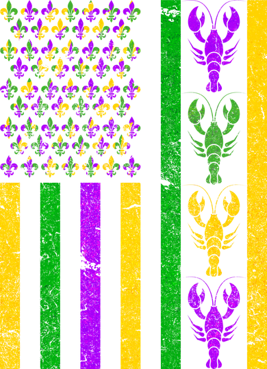 Crawfish Fleur-De-Lis Flag Mardi Gras Toddler Long Sleeve