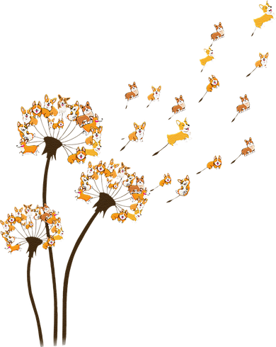 Corgi Flower Fly Dandelion Funny Dog Lover For Mom Button