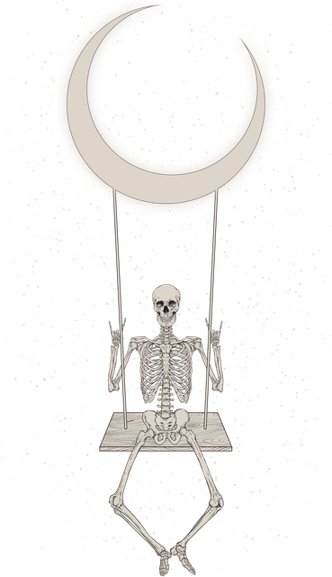 Cool Funny Halloween Skeleton On A Moon Swing Kids Hoodie