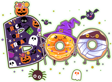 Cute Funny Halloween Boo Donuts Button
