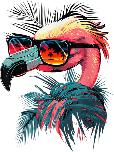 Cute Flamingo in Sunglasses Retro Vintage Funny Beach Summer Women's Long Sleeve Shirt