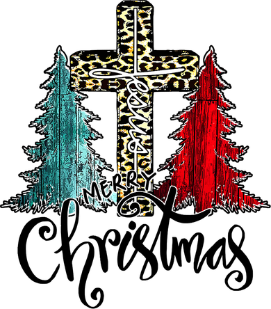 Christian Funny Merry Christmas Tree Jesus Cross Cheetah Button
