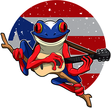 Coqui Frog Playing Guitar Puerto Rico Animal Doggie Tank