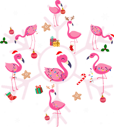 Christmas Flamingo Santa Hat Xmas Lights Flamingo Snowflakes Coaster