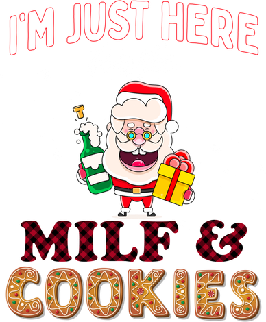 Christmas Funny Santa Just Here For The Milfs And Cookies Gift Kids Hoodie