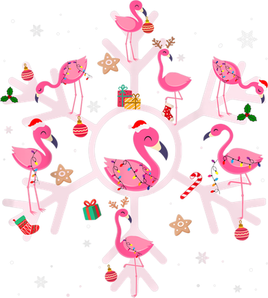 Christmas Flamingo Santa Hat Xmas Lights Flamingo Snowflakes Mousepad