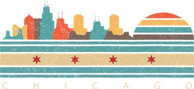 Chicago Flag Skyline Vintage Illinois City Retro Souvenir Ornament