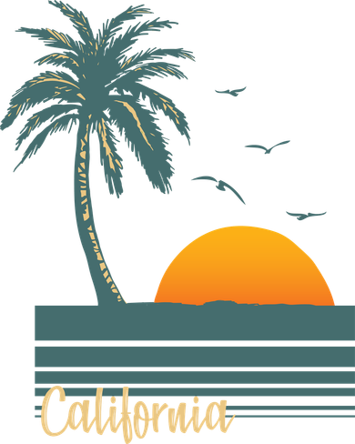 California Palm Tree Sunset Beach Long Sleeve Shirt
