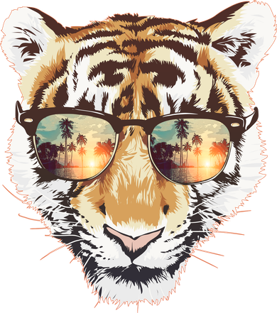 Cool Funny Tiger Tropical Sunglasses Kids Hoodie