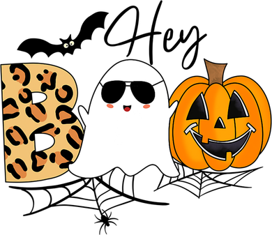 Cute Ghost Halloween Pumpkin Face Hey Boo Trendy Halloween Button