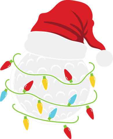 Christmas Golf Lights Santa Hat Funny Xmas Holiday Coaster