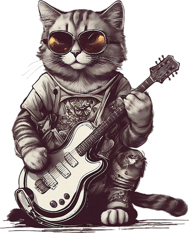 Cool Guitar Playing Cat with Glasses Band Rock Guitar Button