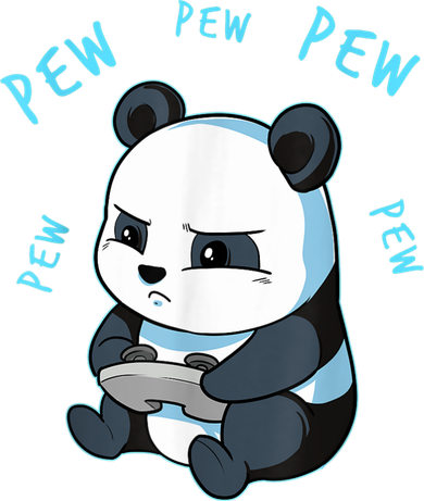 Cute Gaming Panda Pew Video Game Computer Player Doggie Tank