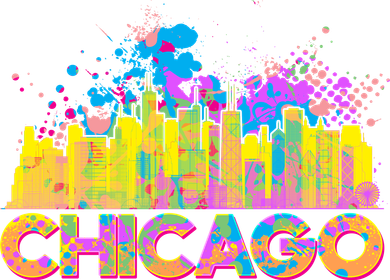 Colorful Chicago Skyline Paint Ceramic Ornament