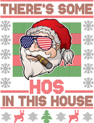 Santa There's Some Hos In This House Flag Ugly Christmas Sweater Tote Bag