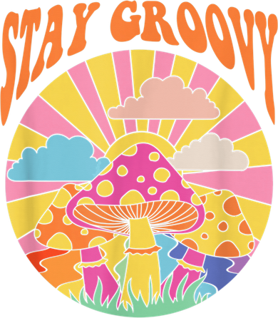 Cute Indie Aesthetic Mushroom Stay Groovy Retro 70s Hippie Doggie Tank