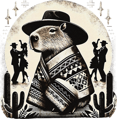 Capybara In Cowboy Hat And Poncho Dance Mexico Kids Sweatshirt