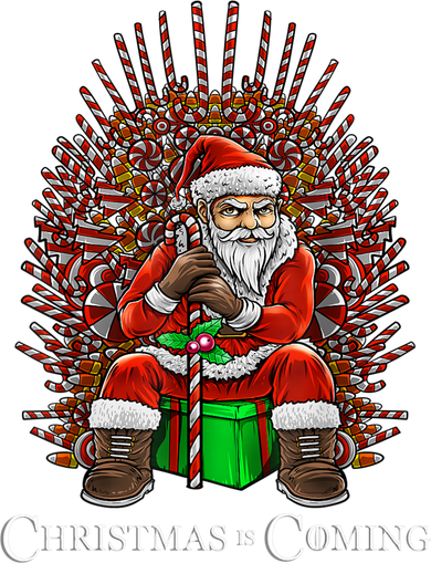 Christmas Is Coming Santa Sitting On Throne Funny Christmas TShirt Doggie Tank