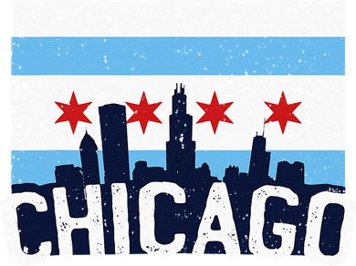 Chicago Illinois Flag City Skyline Chi Town Pride City Flag Women's T-Shirt