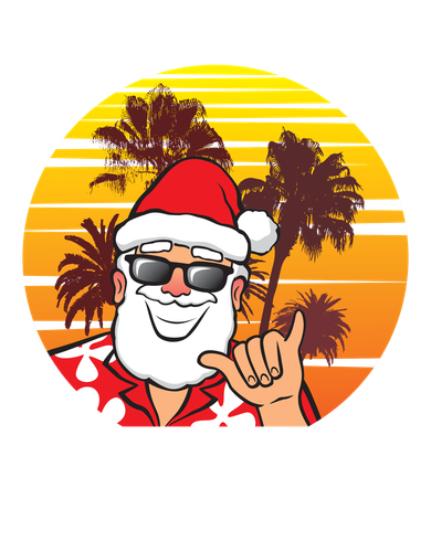 Christmas In July Retro Santa Sunset Button