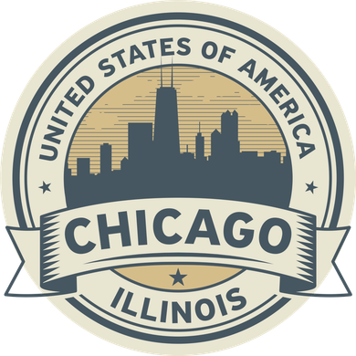 Chicago Illinois Stamp Logo Golf Towel