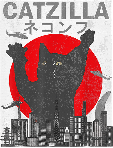 Catzilla Japanese Sunset Style Cat Women's Hoodie