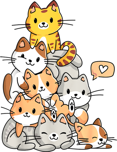 Cute Kawaii Cat Kitty Meowtain Cats Pile Chibi Women Girls Women's Tank Top