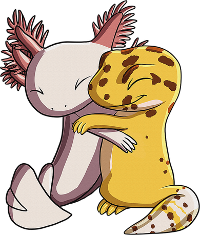 Cute Kawaii Leopard Gecko Hugging Axolotl Funny Coaster
