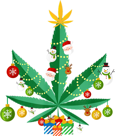 Cannabis Leaf Christmas Tree Kids T-Shirt