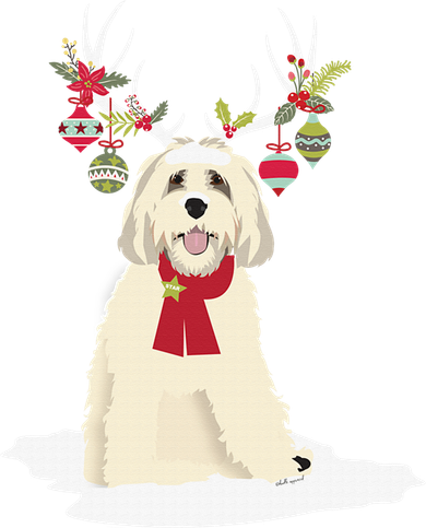 Cute Labradoodle Doodle Christmas Reindeer Graphic Holiday Kids Sweatshirt