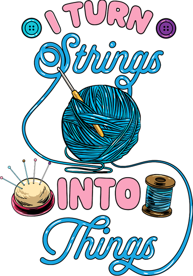 Crochet Lover Gift I Turn Strings Into Things Funny Knitting Women's V-Neck T-Shirt