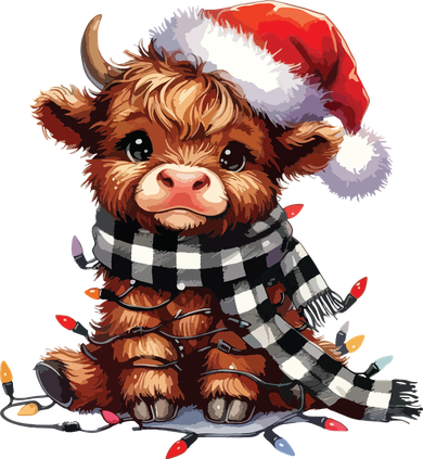 Christmas Lights Highland Cow Golf Towel