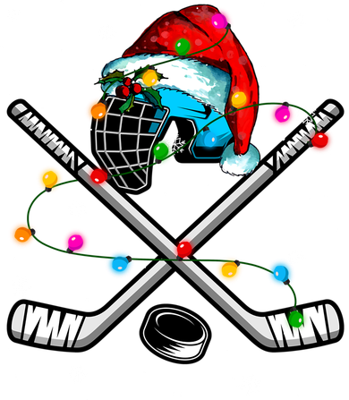 Christmas Lights Hockey Santa Hat Sport Hockey Lover Gift Women's T-Shirt