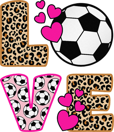 Cute Love Soccer Leopard Print  Girls Soccer Women's T-Shirt