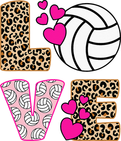 Cute Love Volleyball Leopard Print Women Ladies Volleyball Tote Bag
