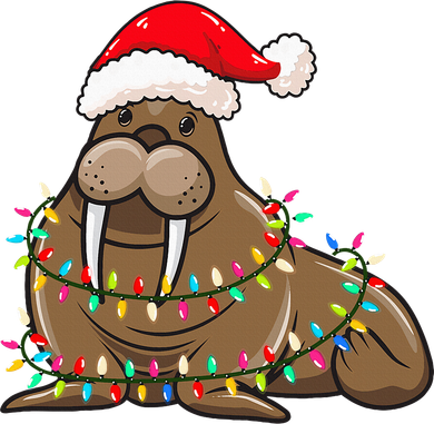 Christmas Lights Walrus Wearing Xmas Hat Walrus Lover Mousepad