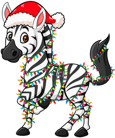 Christmas Lights Zebra Wearing Xmas Hat Zebra Lover Women's Tank Top