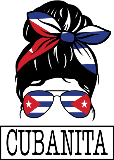 Cubanita Messy Bun Cuban Flag Cuba Women's Long Sleeve Shirt