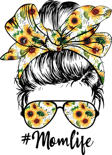Cute Mom  Life Sunflower Messy Bun Mother's Day Santa Hat
