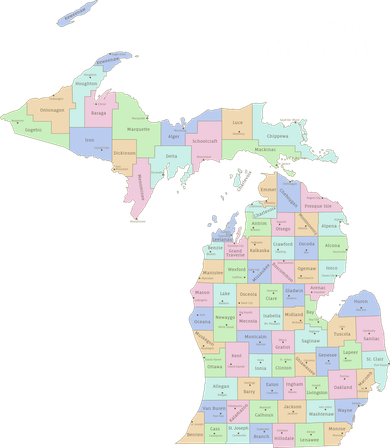 Counties Of Michigan Illustration Map Women's Hoodie