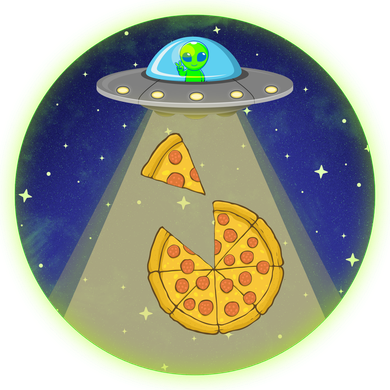 Cool Pizza Loving UFO Alien Kids T-Shirt