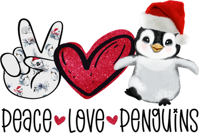 Christmas Peace Love Penguins Cute Xmas Santa Penguin Great Gift Kids T-Shirt