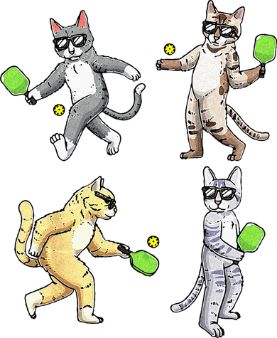 Cats Playing Pickleball Ornament