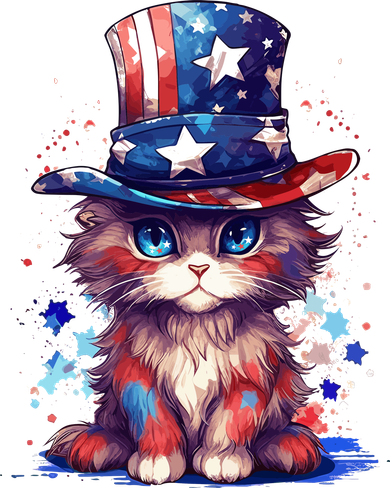 Cute Patriotic Red White And Blue Kitten Cat Doddie Hoodie