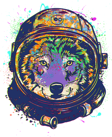 Colorful Paint Splat Astronaut Wolf Hoodie