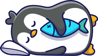 Cute Penguin Sleeping With Fish Coaster